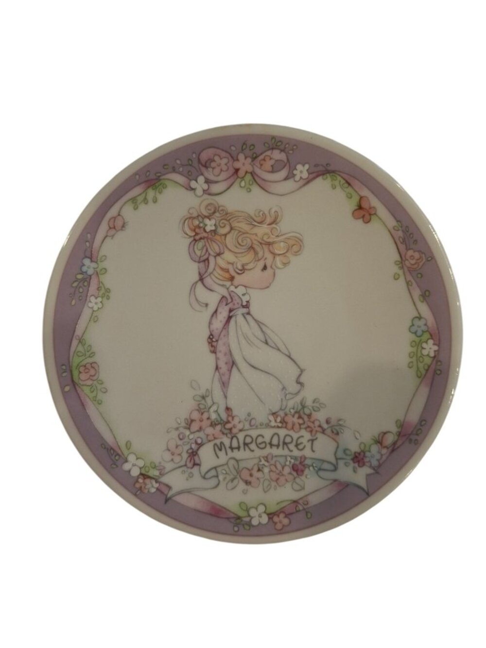 Precious Moments Margaret Personalized Collector Plate Enesco 1991 Floral Decor
